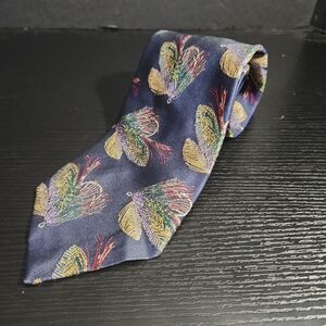 Robert Talbott‎ for Nordstrom Dark Blue Tie Feather Fly Fishing